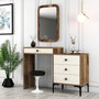 Hanah Home Lizbon 547 Tocador Nogal y Crema con Espejo